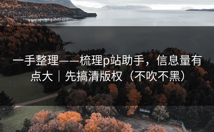 一手整理——梳理p站助手,信息量有点大|先搞清版权(不吹不黑)