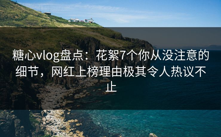 糖心vlog盘点：花絮7个你从没注意的细节，网红上榜理由极其令人热议不止