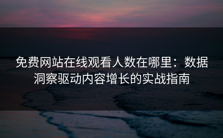 免费网站在线观看人数在哪里：数据洞察驱动内容增长的实战指南