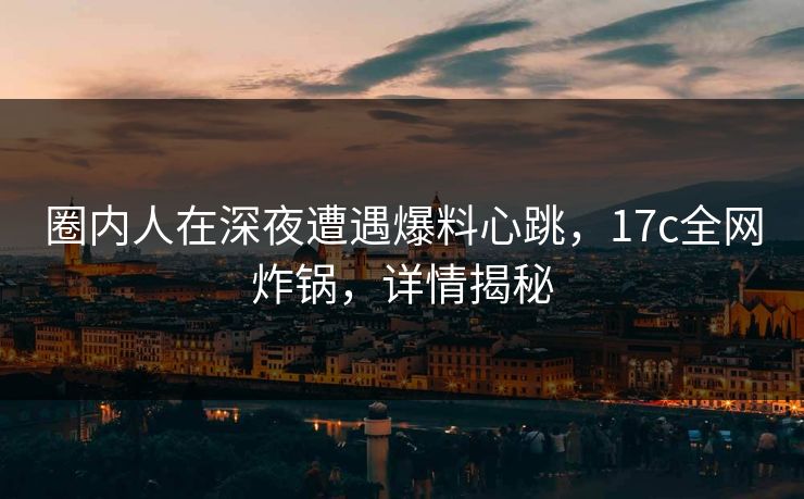 圈内人在深夜遭遇爆料心跳，17c全网炸锅，详情揭秘