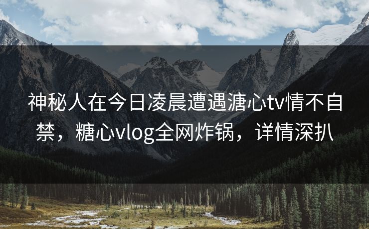 神秘人在今日凌晨遭遇溏心tv情不自禁，糖心vlog全网炸锅，详情深扒