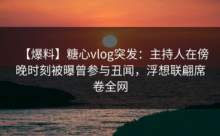 【爆料】糖心vlog突发：主持人在傍晚时刻被曝曾参与丑闻，浮想联翩席卷全网