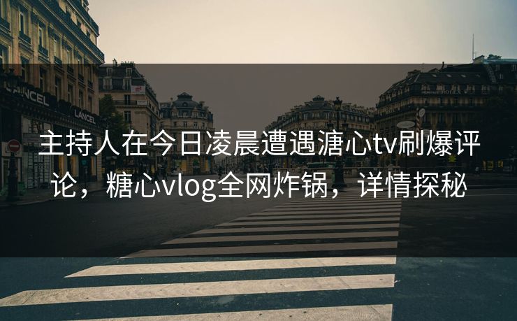 主持人在今日凌晨遭遇溏心tv刷爆评论,糖心vlog全网炸锅,详情探秘